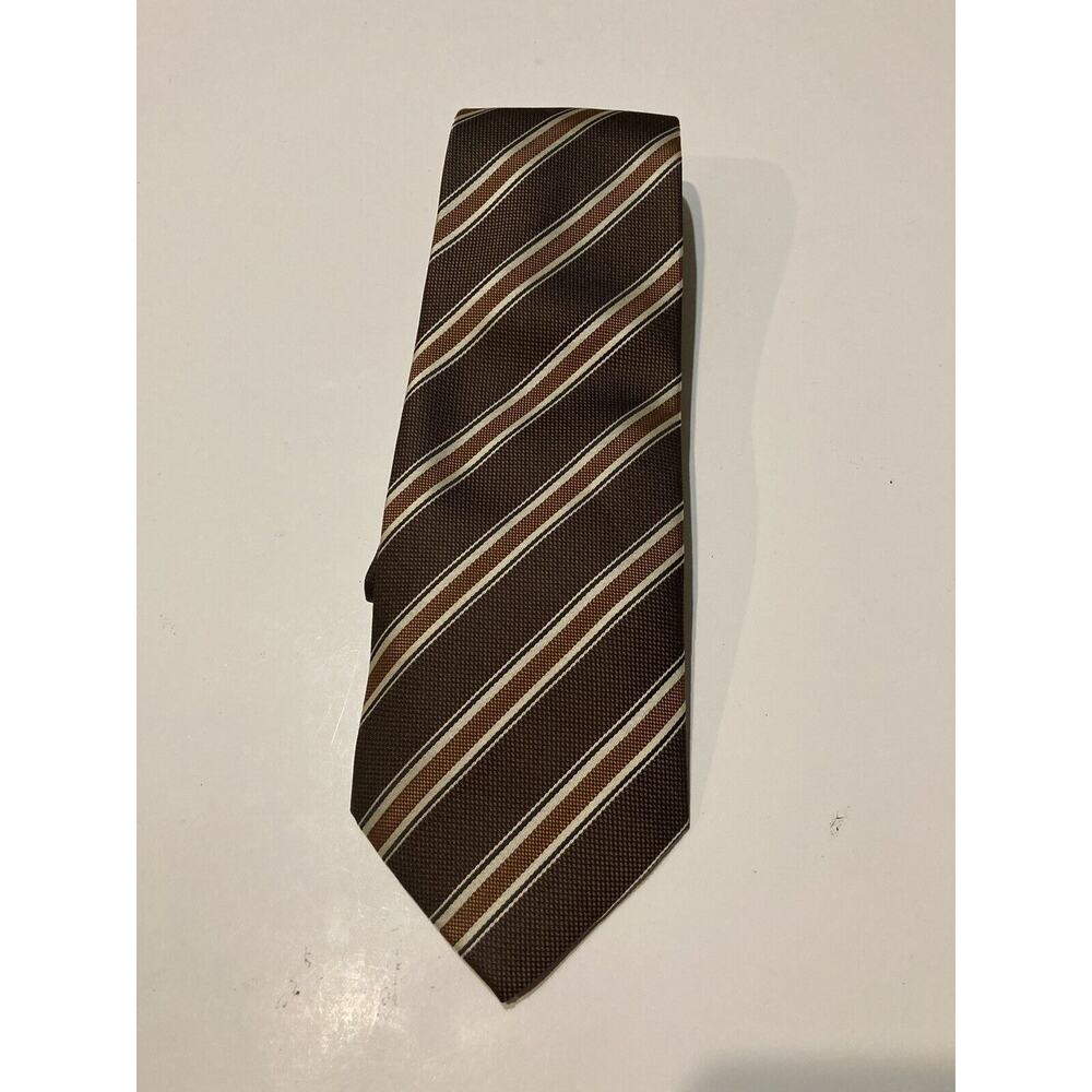 Hugo Boss Brown Striped Silk Tie